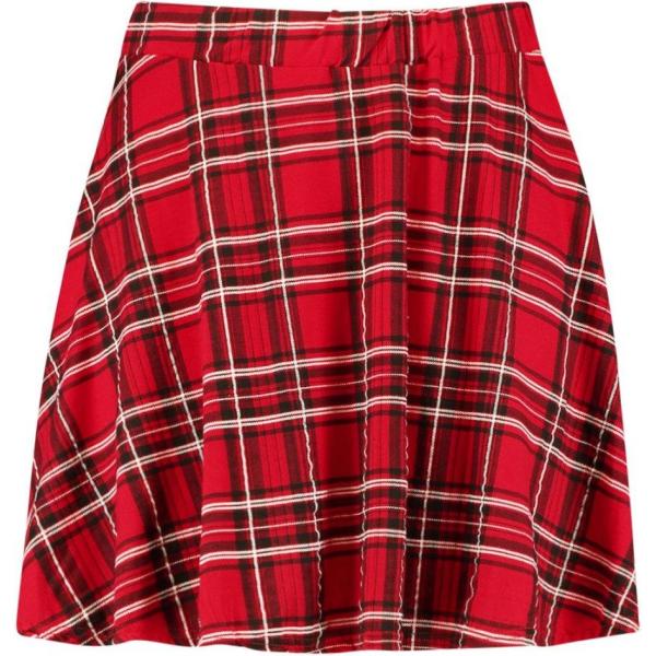 faldas Boohoo rojo de cuadros