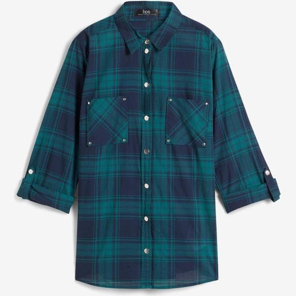 chemisiers bonprix bleu à carreaux