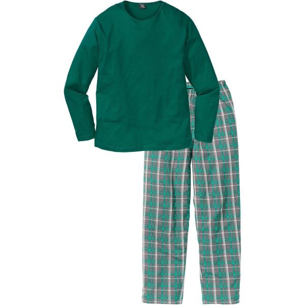 Habillement pour dormir homme vert foncé à carreaux à manches longues laiton bonprix
