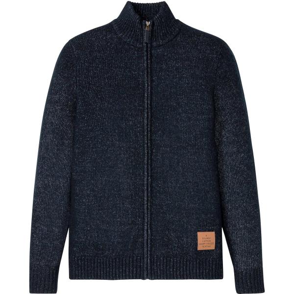 Gros pull homme bleu foncé tricoté col haut bonprix