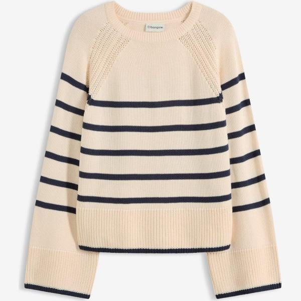 pulls bonprix blanc à rayures