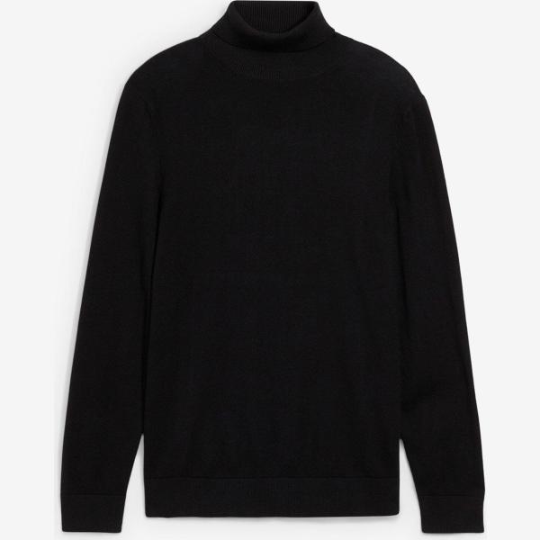 Gros pull homme noir foncé col montant laine bonprix
