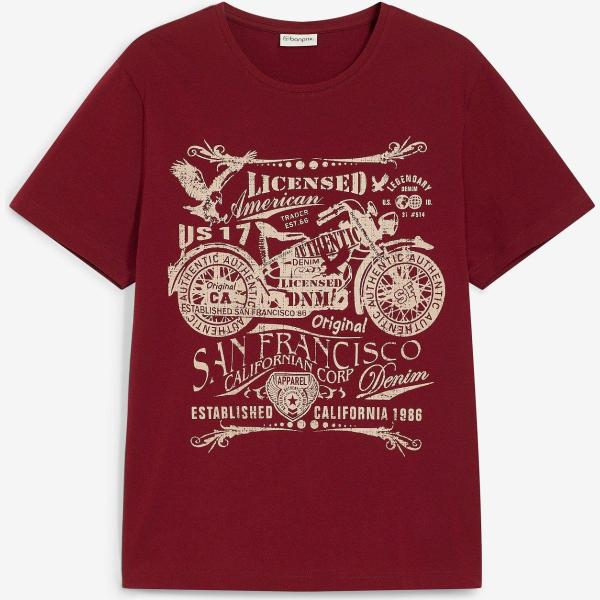 T-shirt homme bordeaux imprimé laiton bonprix