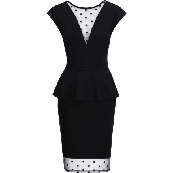 robes longues bonprix noir à pois