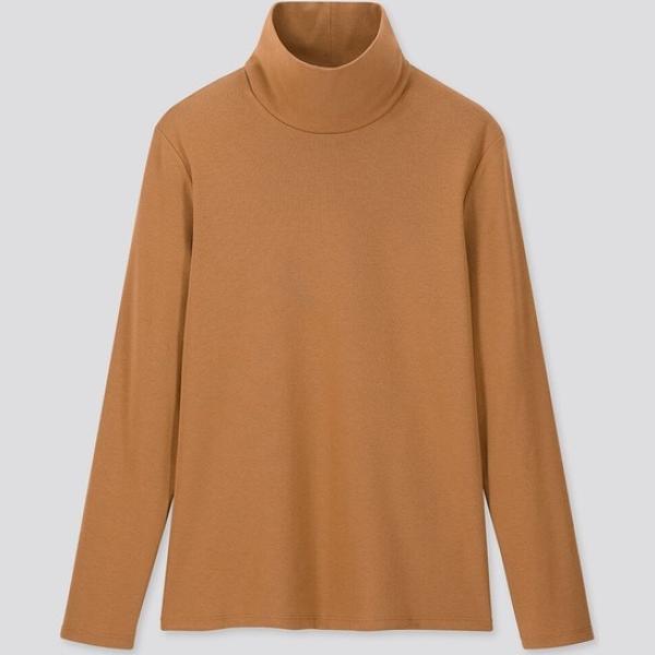 T-shirt a coste collo alto a maniche lunghe elasticizzato Uniqlo