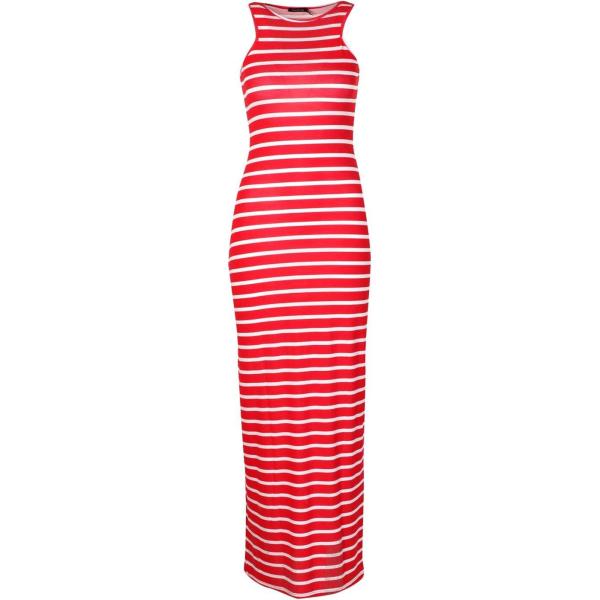 robes longues Boohoo rouge à rayures