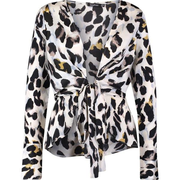 hauts Boohoo blanc animalier