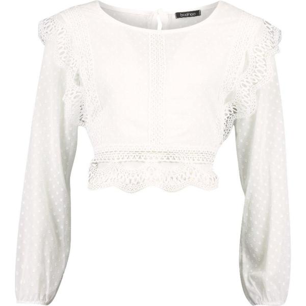 Tops et blouses Boohoo blanc à pois