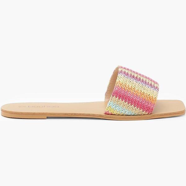 mules Boohoo rose à rayures