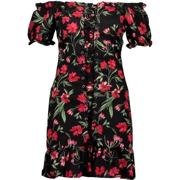 robes Boohoo noir imprimé