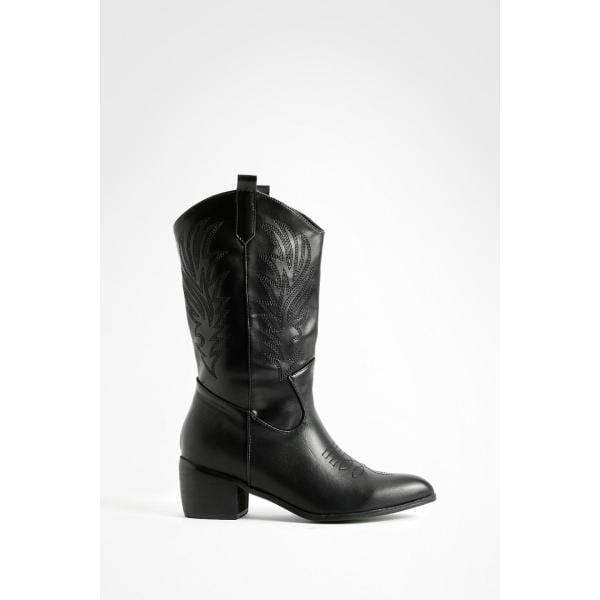 bottines texanes Boohoo noir