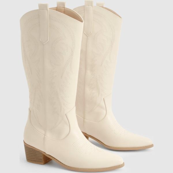bottines texanes Boohoo marron