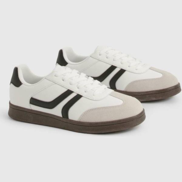sneakers Boohoo blanc à rayures