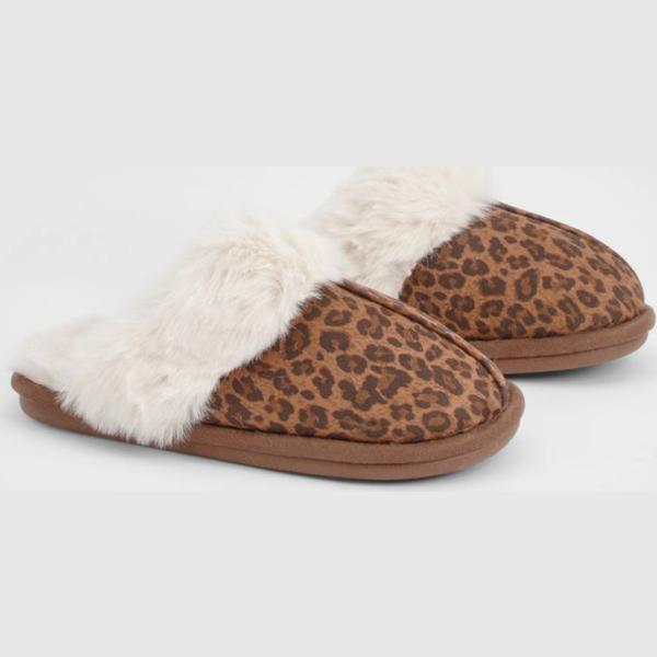Pantoufles femme blanc neige animalier Boohoo