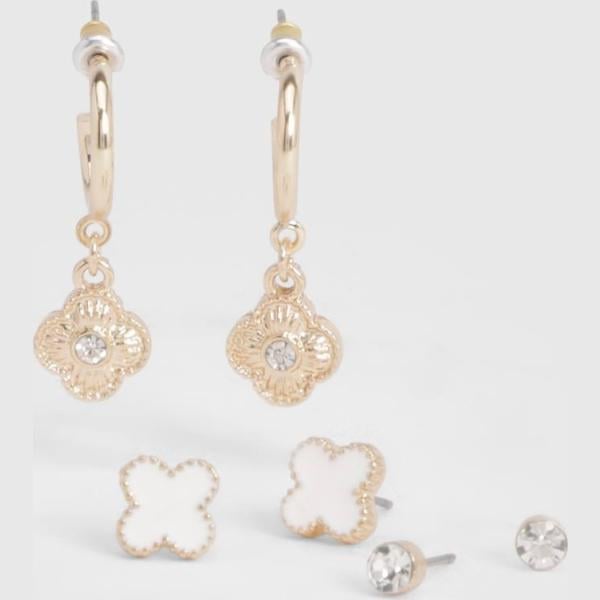boucles doreilles Boohoo blanc