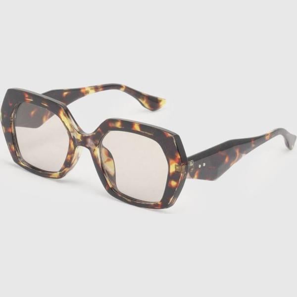 lunettes de soleil Boohoo blanc à carreaux