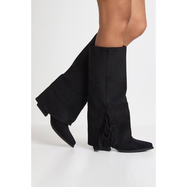 bottines texanes Boohoo noir