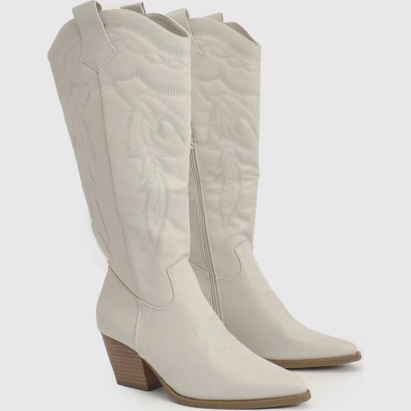 bottines texanes Boohoo blanc