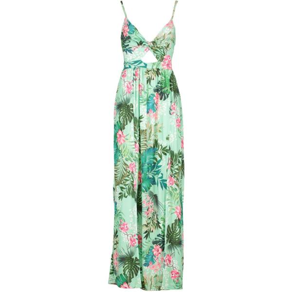 robes longues Boohoo vert imprimé