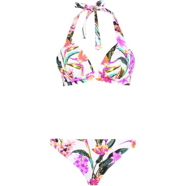 maillot de bain 2 pièces Boohoo blanc imprimé