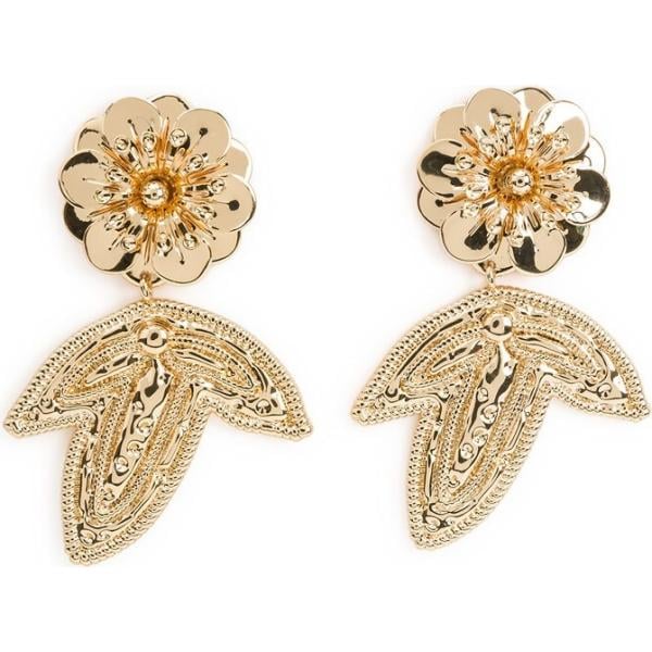 boucles doreilles La Redoute Collections jaune à fleurs