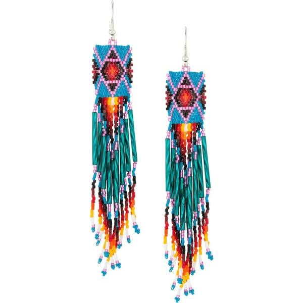 Boucles doreilles Jessie Western vert géométrique