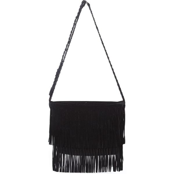 Borsa a tracolla con frange nero Lesara