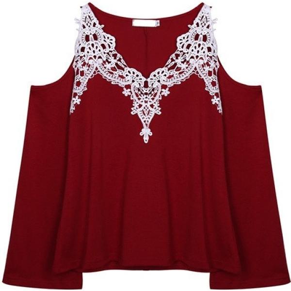 Maglia crochet rosso Lesara