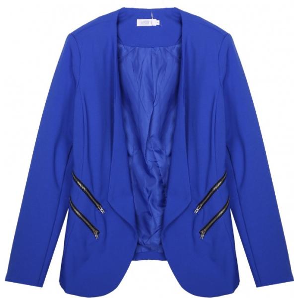 Blazer con zip blu Lesara