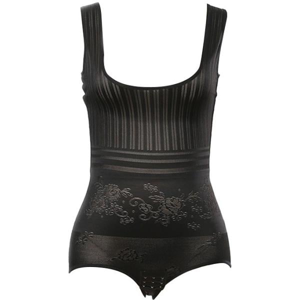 Body a righe aderente nero Lesara
