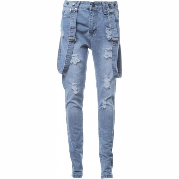Jeans con bretelle in denim 80% cotone Lesara