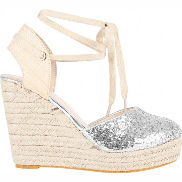 Sandali con zeppe glitter in pelle sintetica Lesara