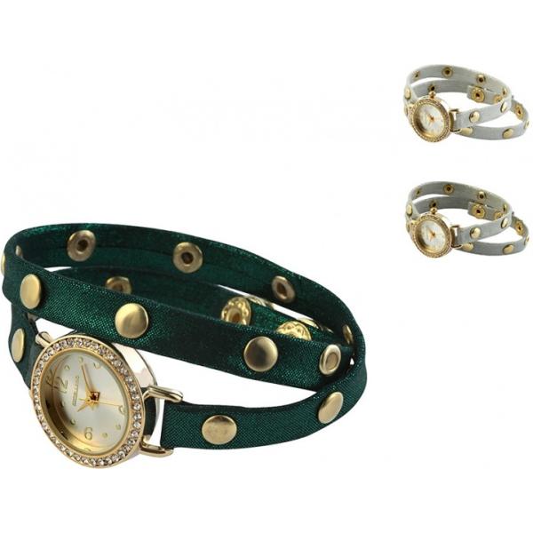 Orologio con cinturino in pelle sintetica verde Lesara
