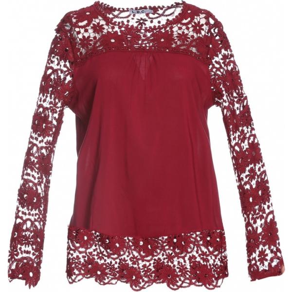 Maglia fantasia floreale a maniche lunghe in viscosa rosso Lesara