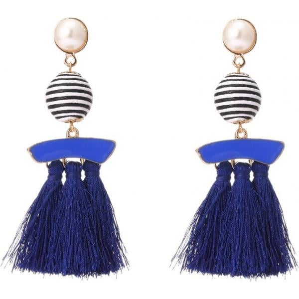 Orecchini con perle e nappine blu scuro Lesara