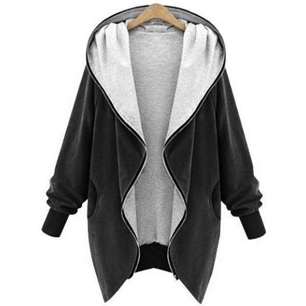 Giacca con cappuccio jersey nero Lesara