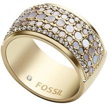 FOSSIL Fossil Anello da Donna in Acciaio Inossidabile, Zirconia Cubica e Madreperla, Misura 13