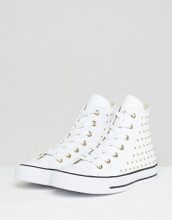 CONVERSE Sneakers alte bianche in pelle con borchie