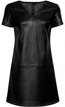 OODJI ULTRA oodji Ultra Donna Abito in Ecopelle con Maniche Corte, Nero, IT 42 / EU 38 / S