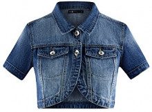 OODJI ULTRA oodji Ultra Donna Bolero in Jeans, Blu, IT 46 / EU 42 / L