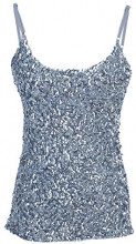 ANNA-KACI Anna-Kaci donna Shimmer paillettes Club spaghetti strap canottiera gilet canotte Silver L
