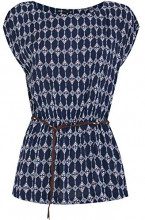 OODJI ULTRA oodji Ultra Donna Camicetta Stampata in Viscosa, Blu, IT 42 / EU 38 / S