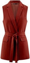 OODJI ULTRA oodji Ultra Donna Gilet Lungo con Cintura, Rosso, IT 40 / EU 36 / XS