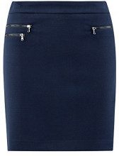 OODJI ULTRA oodji Ultra Donna Gonna Dritta con Cerniere Decorative, Blu, IT 42 / EU 38 / S