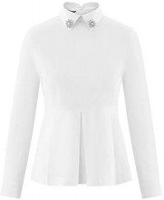 OODJI ULTRA oodji Ultra Donna Camicetta con Peplo e Decorazione sul Colletto, Bianco, IT 46 / EU 42 / L