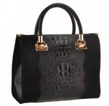CLASSE REGINA Borsa a mano con trama rettile nera