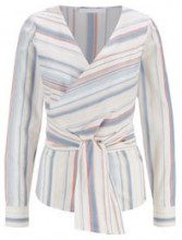 BOSS Camicetta a portafoglio in cotone a righe multicolore