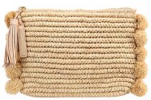 LOEFFLER RANDALL Loeffler Randall TASSEL POUCH RAFFIA POM POMS Pochette natural