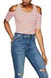 FIND FIND Cold Shoulder T-Shirt Donna, Rosso (Sport Red/White Stripe), 50 (Taglia Produttore: XX-Large)