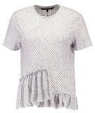 VERO MODA Vero Moda VMSTRIPEY FRILL Tshirt con stampa snow white/medium grey melange